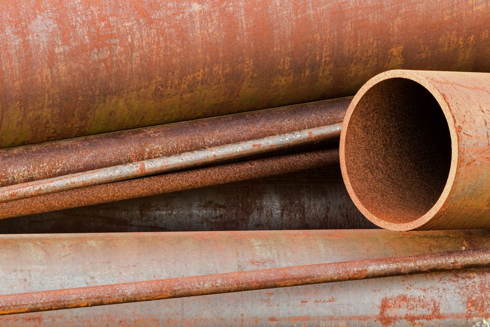 Old corroded sewer pipe